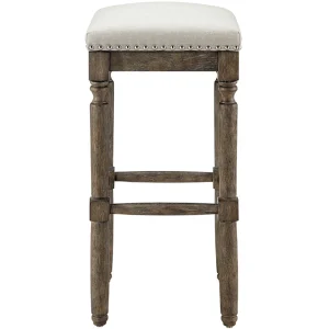 Aiden Upholstered Tan Backless Barstool With Nailhead Trim, 30 Promotion^* Fashion