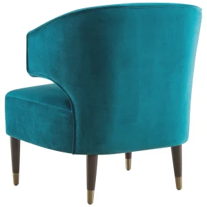 Aura Green Velvet Wrap Around Arm Chair With Brass Capped Legs Fashion^* Cheap