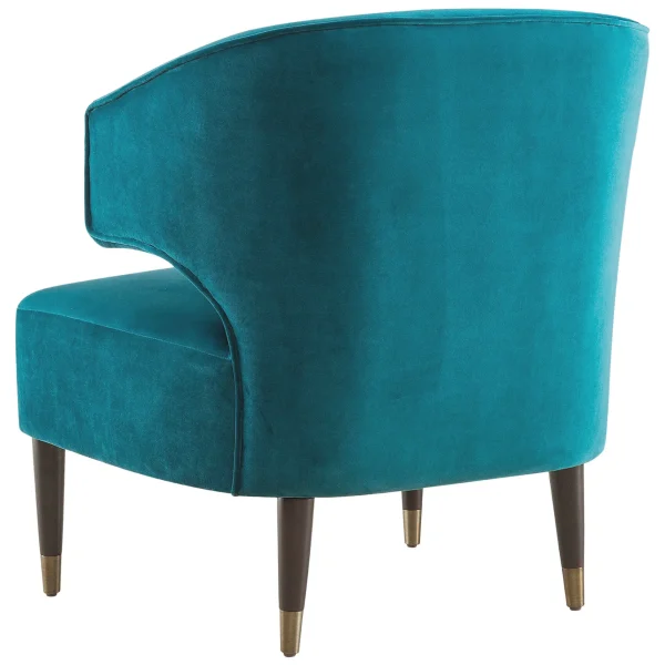 Aura Green Velvet Wrap Around Arm Chair With Brass Capped Legs Fashion^* Cheap