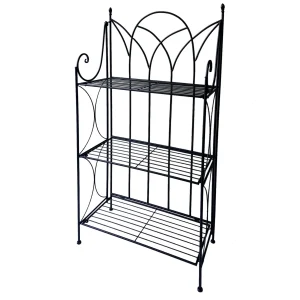 Black 3 Tier Gothic Baker Rack With Metal Wire Shelves Clearance^* Discount