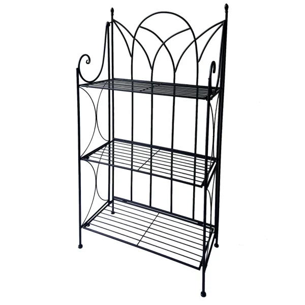 Black 3 Tier Gothic Baker Rack With Metal Wire Shelves Clearance^* Discount