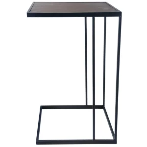 Black Metal C-Table With Dark Wooden Top Promotion^* Flash Sale