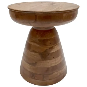 Brown Wooden Pedestal Accent Table, 16 18 Featured^* Outlet