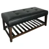 Collins Black Leather Bench Clearance^* Fashion