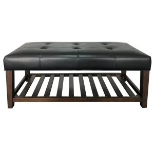 Collins Black Leather Bench Clearance^* Fashion