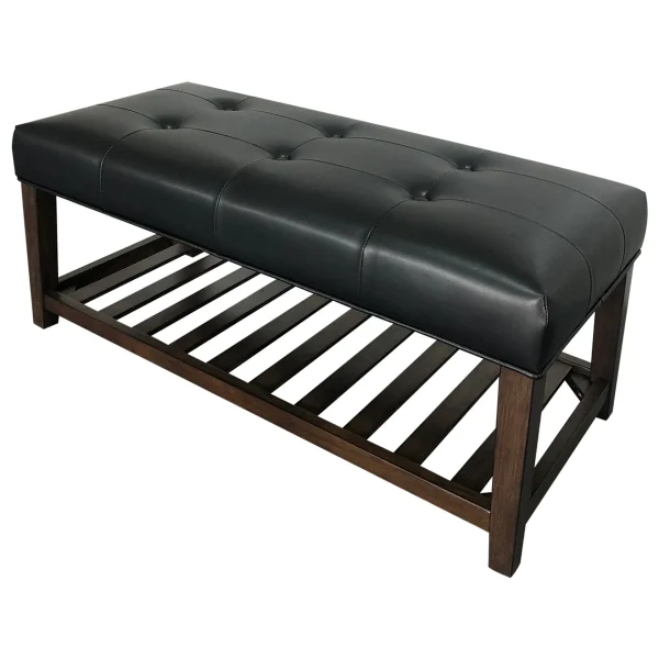 Collins Black Leather Bench Clearance^* Fashion