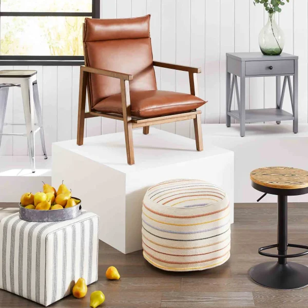 Cottage Thin Striped Ottoman Promotion^* Cheap