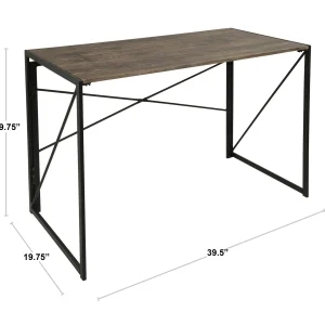Dakota Black & Brown Industrial Modern Office Desk Bargain Sale^* Cheap