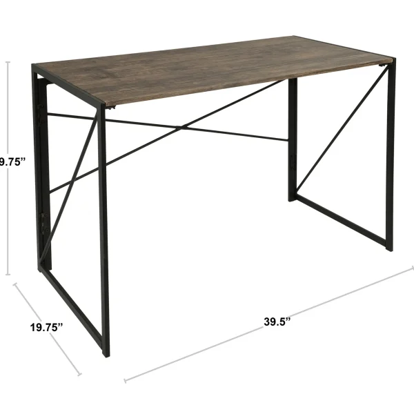 Dakota Black & Brown Industrial Modern Office Desk Bargain Sale^* Cheap