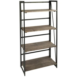 Dakota 4-Tier Black & Brown Industrial Modern Bookshelf, 49 Low Price^* Cheap