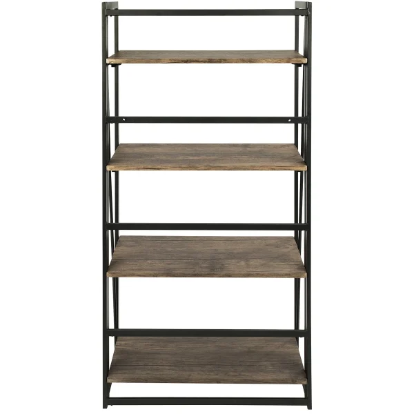 Dakota 4-Tier Black & Brown Industrial Modern Bookshelf, 49 Low Price^* Cheap