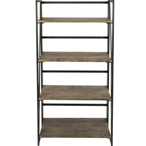 Dakota 4-Tier Black & Brown Industrial Modern Bookshelf, 49 Low Price^* Cheap