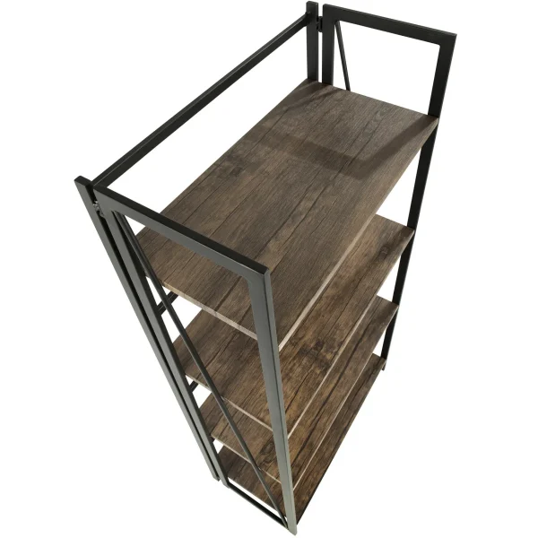 Dakota 4-Tier Black & Brown Industrial Modern Bookshelf, 49 Low Price^* Cheap
