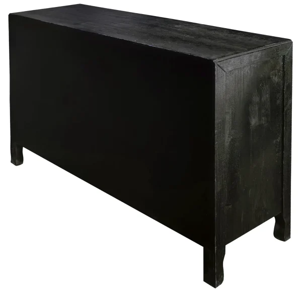 2-Door Carved Black Long Cabinet Opening Sales^* Outlet