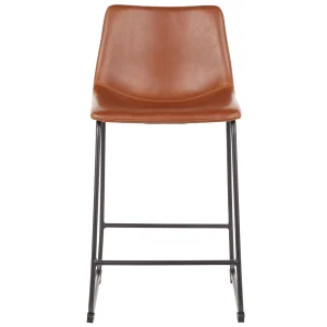 Drake Cognac Modern Industrial Faux Leather Barstool, 30 Less Expensive^* Outlet