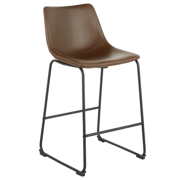 Drake Espresso Faux Leather Modern Industrial Barstool, 30 Flash Sale^* Hot