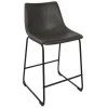 Drake Modern Faux Leather Industrial Barstool, Dark Grey Opening Sales^* Store