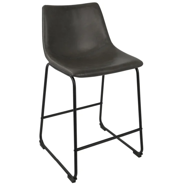 Drake Modern Faux Leather Industrial Barstool, Dark Grey Opening Sales^* Store