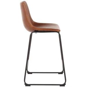 Drake Modern Faux Leather Industrial Barstool, Cognac Promotion^* Best Sale