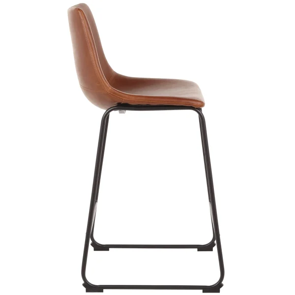 Drake Modern Faux Leather Industrial Barstool, Cognac Promotion^* Best Sale