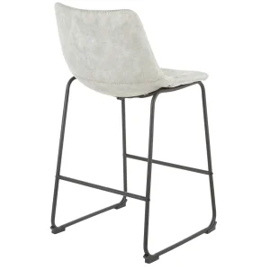 Drake Modern Faux Leather Industrial Barstool, Light Grey Fashion^* Store