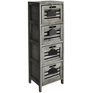 4-Drawer Grey Wooden Cabinet, Large Opening Sales^* Best Sale