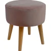 Emmy Rose Velvet Round Wood Leg Ottoman Flash Sale^* Online