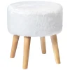 Emmy White Faux Fur Wood Leg Ottoman Good Quality^* Cheap