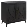 Ezra 2-Door Dark Brown Cabinet With Gold Handle Opening Sales^* Cheap