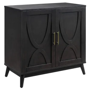 Ezra 2-Door Dark Brown Cabinet With Gold Handle Opening Sales^* Cheap