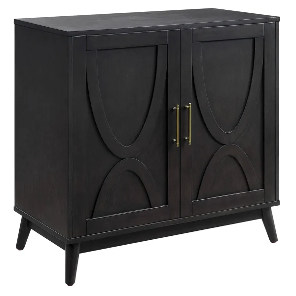 Ezra 2-Door Dark Brown Cabinet With Gold Handle Opening Sales^* Cheap