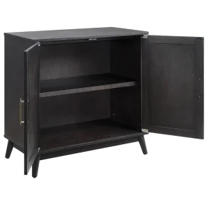 Ezra 2-Door Dark Brown Cabinet With Gold Handle Opening Sales^* Cheap