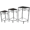 Fan Shaped Wood Top Plant Stand With Bronze Double Tube Metal Leg, Small Less Expensive^* Best