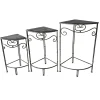 Fan Shaped Wood Top Plant Stand With Rustic Double Tube Metal Leg, Large Promotion^* Flash Sale