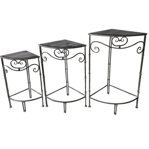 Fan Shaped Wood Top Plant Stand With Rustic Double Tube Metal Leg, Medium Less Expensive^* Best