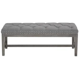 Ferdinand Tufted Tan Linen Wood Bench With Double Nailhead Opening Sales^* Best
