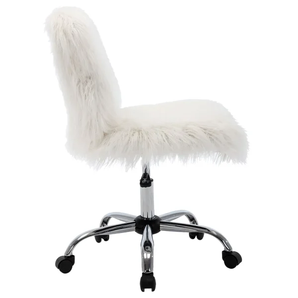 Fiona White Faux Fur Adjustable Office Chair Low Price^* Outlet