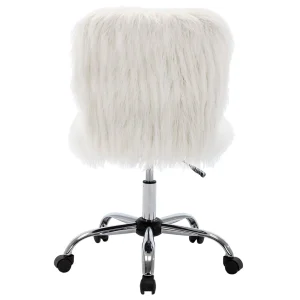 Fiona White Faux Fur Adjustable Office Chair Low Price^* Outlet