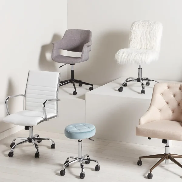 Fiona White Faux Fur Adjustable Office Chair Low Price^* Outlet