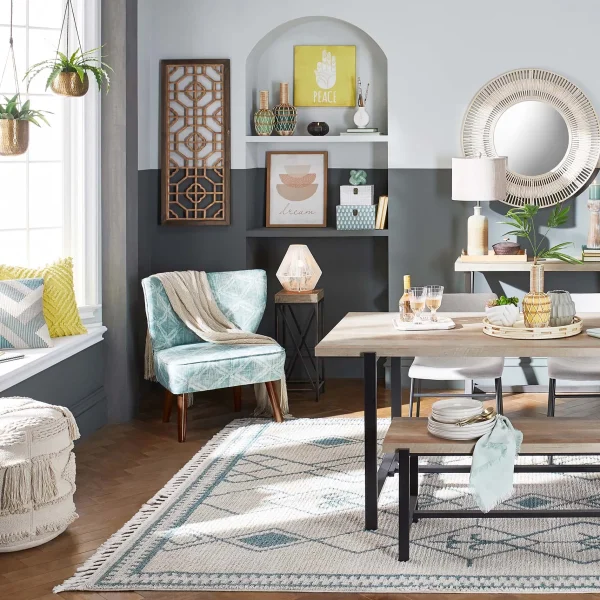 Found & Fable Loggy Wood & Metal Dining Table, 71 Good Quality^* Discount