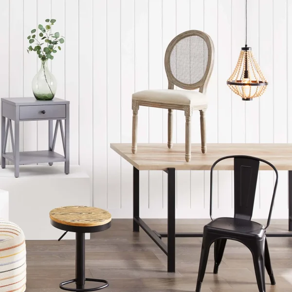 Found & Fable Loggy Wood & Metal Dining Table, 71 Good Quality^* Discount