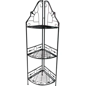 Gold & Black Scrolled Metal Folding Corner Shelf Rack, 51.5 Online Discount^* Online