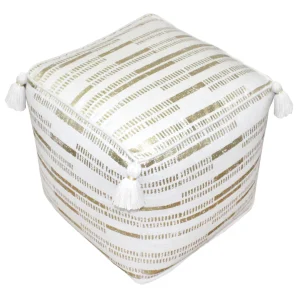 Gold Foil Print Tassel Pouf Discount^* Discount