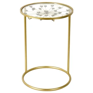 Grace Mitchell Round Gold Accent Table With Glass Top Fashion^* Cheap