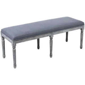 Heritage Dark Grey Linen Bench Low Price^* Outlet