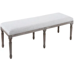 Heritage Light Grey Linen Bench Cheaper^* Online