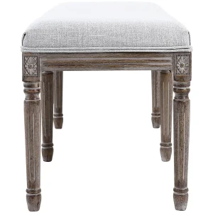 Heritage Light Grey Linen Bench Cheaper^* Online