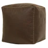 Honeybloom Faux Leather Brown Pouf With Baseball Stitch Opening Sales^* Cheap