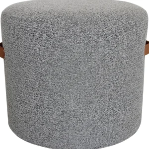 Honeybloom Rica Textured Pouf With Faux Leather Handles, Grey Less Expensive^* Fashion