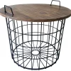 Honeybloom Round Wire Basket Table With Removable Wood Top Discount^* Discount